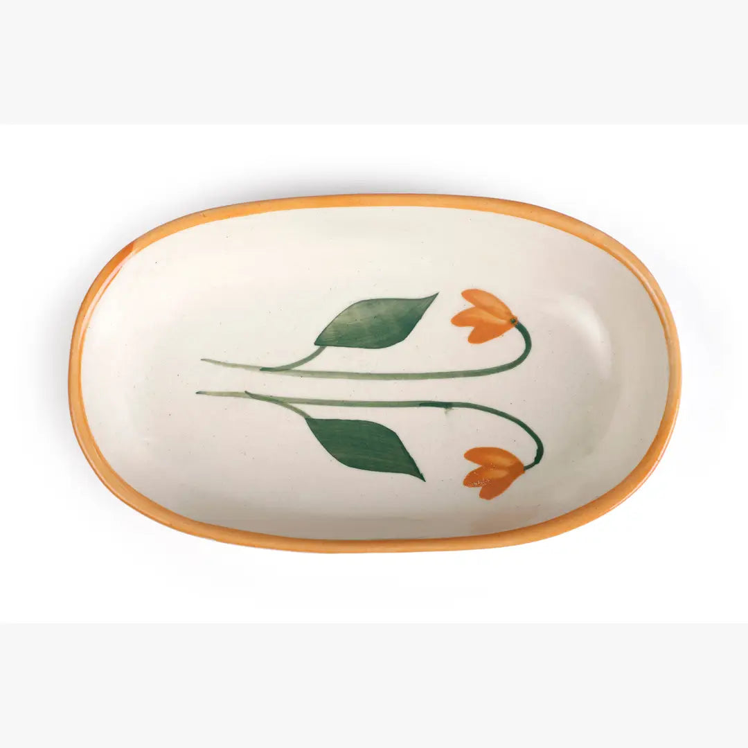 Handmade Ceramic Serving Bowl - Amber , 1.5 x 8 x 4 Inches (Set of 2)