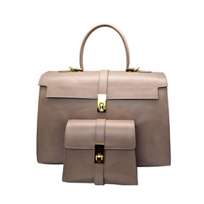 Ethereal Double Dose Bag In Saffiano Calf Leather - Tortora Grey