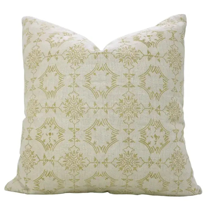 Artfully Block Printed Hand Made Pure Linen Pillow Cover - Chakravyuh