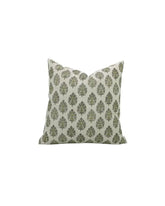 Decorative Hand-Carved Block Printed Boho Pure Linen Pillow Cover- Betal Leaf