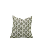 Decorative Hand-Carved Block Printed Boho Pure Linen Pillow Cover- Betal Leaf