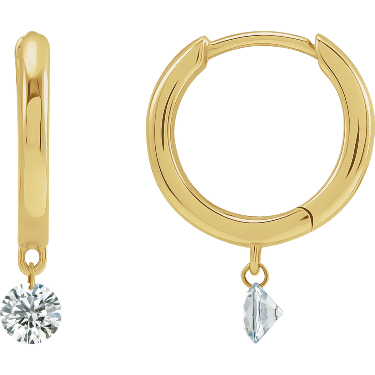 1/3 CT Drilled Natural Diamond Hinged Hoop Earrings in 14K Gold