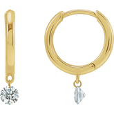 1/3 CT Drilled Natural Diamond Hinged Hoop Earrings in 14K Gold