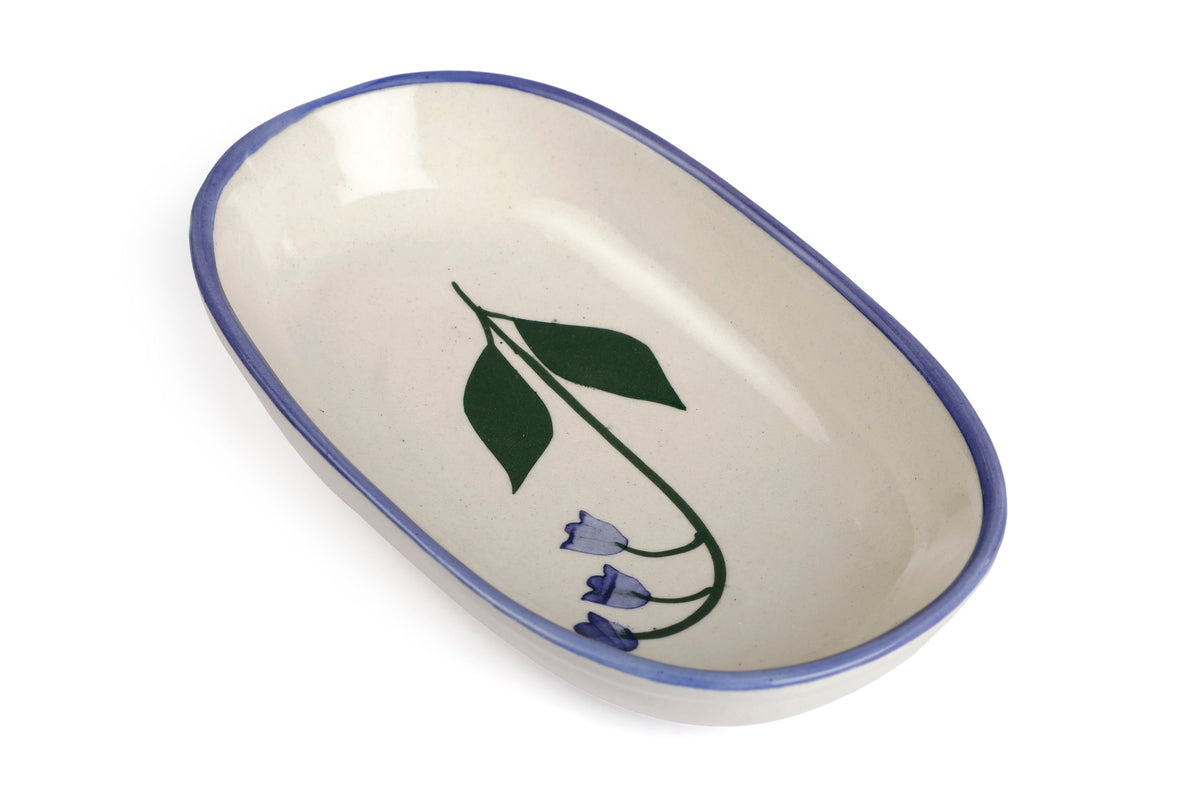 Handmade Ceramic Serving Bowl - Blue Bell , 1.5 x 8 x 4 Inches - Set of 4