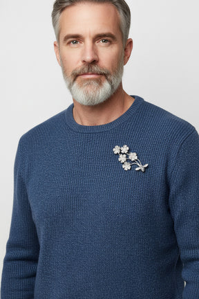 Silver Bee Floral Brooch