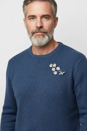 Silver Bee Floral Brooch
