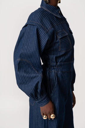 Denim Pinstripe JAKKI Jumpsuit
