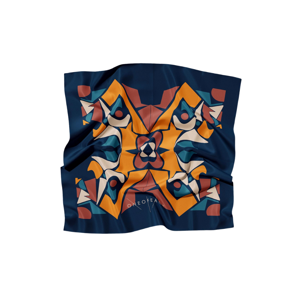 Geo-Shape Pattern Print Scarf | Blue Sunset