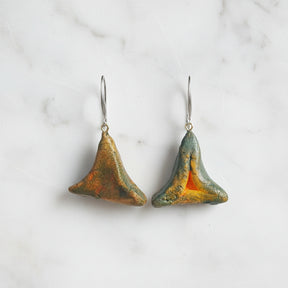 Wii Sculptural Earrings - Matte Steel (triangular/boat Geometry)