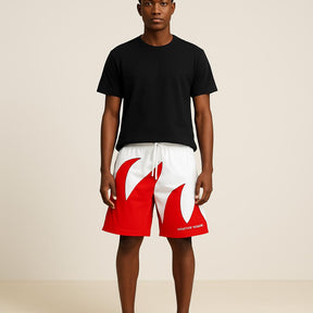 Red and White Wave Shorts
