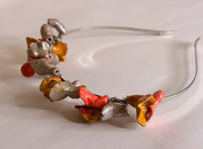 "Abstract Flora" Steel and Pastel Ceramic Tiara