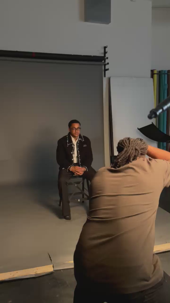 Stud and pearls embellished Jacket