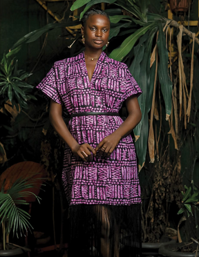 Ajah New Collection Drop2 - Fringe Kimono-Style Batik Maxi Dress