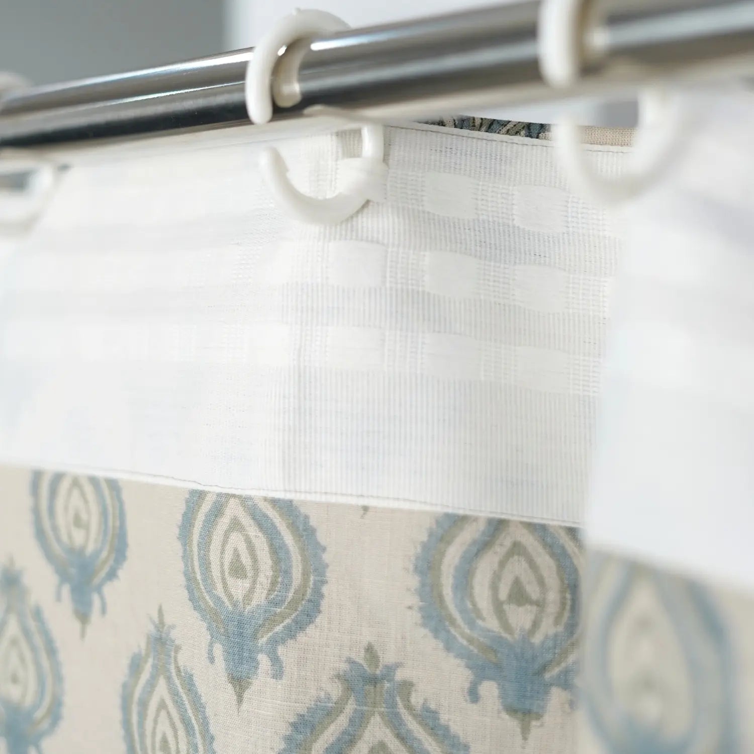 Classic Block Design Viscose Colored Linen Curtain - Uday