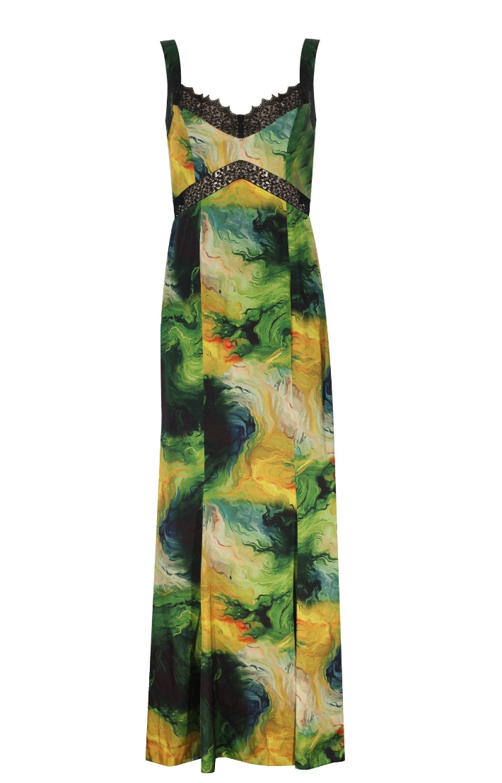 Lace Insert Floral Maxi Dress