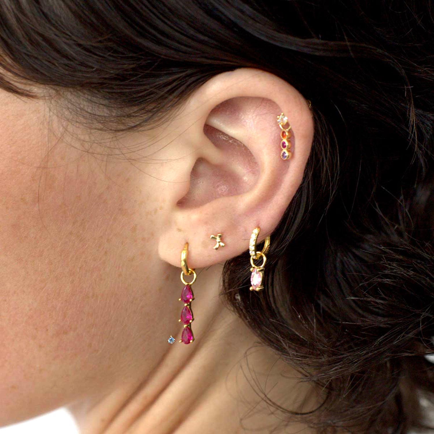 Triple Pavé Silver Earring Charm