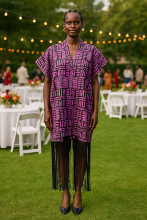 Ajah New Collection Drop2 - Fringe Kimono-Style Batik Maxi Dress