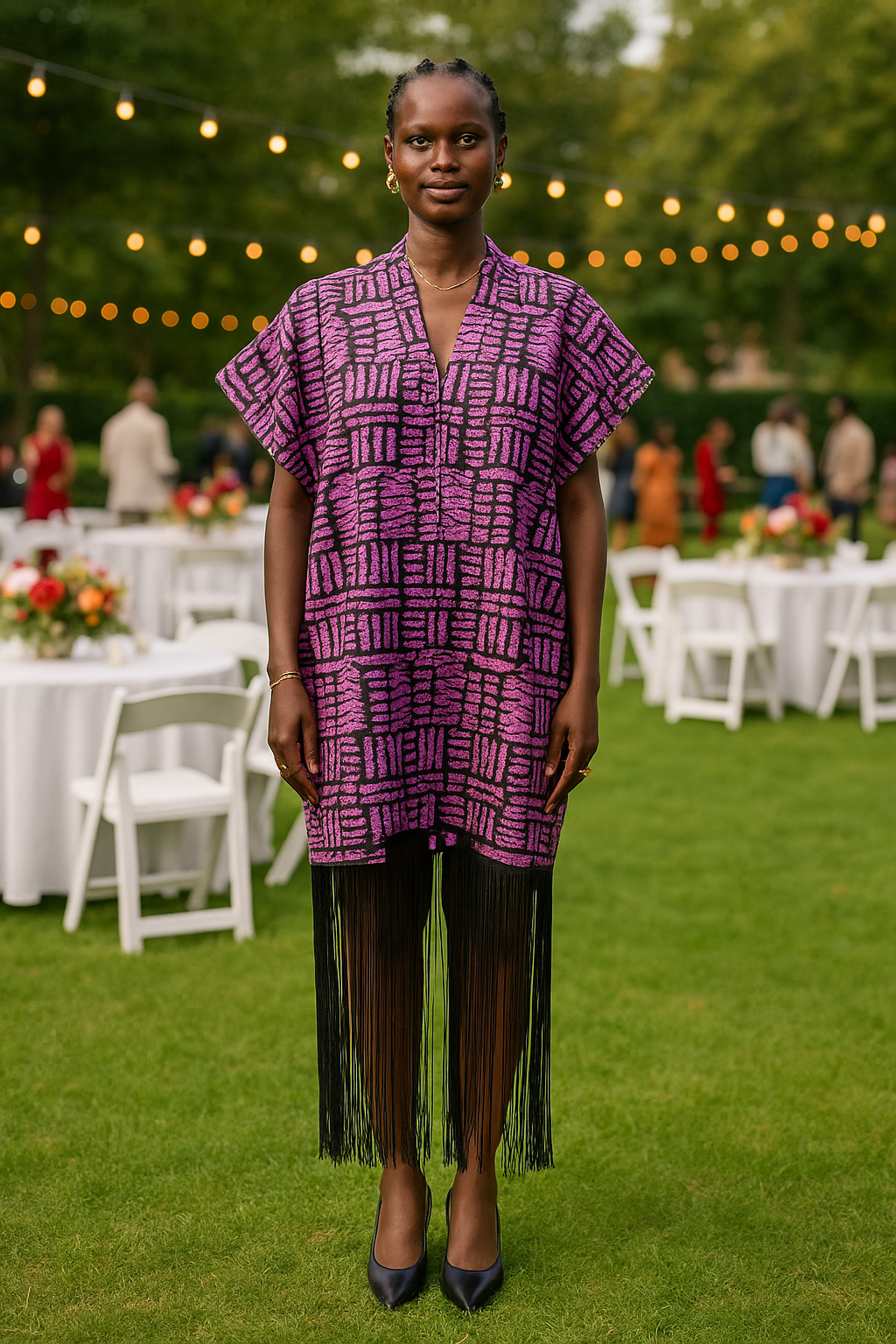 Ajah New Collection Drop2 - Fringe Kimono-Style Batik Maxi Dress