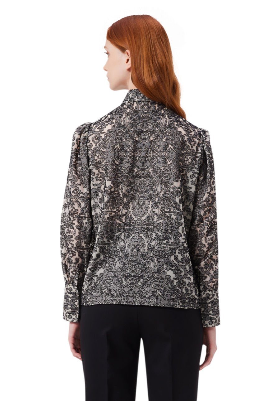 Eleanor Long Sleeve Blouse in Black & White
