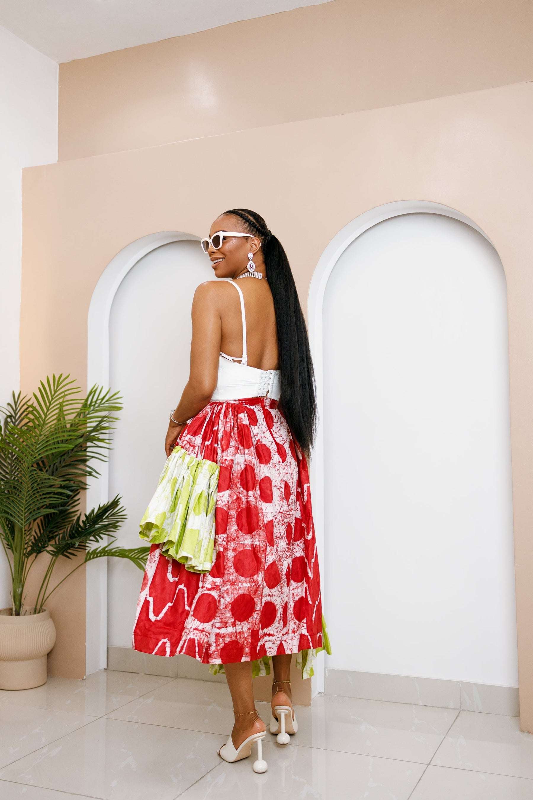 Egbebelu Dual-Tone Adire Skirt