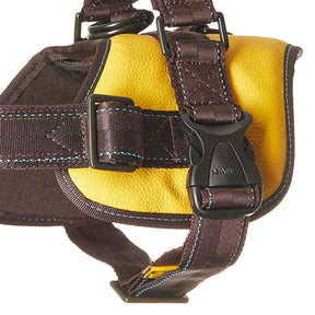 Premium Leather Anti-Choke Harness • Yellow ~ Brown