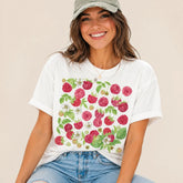Botanical Raspberry Garden Graphic Tee