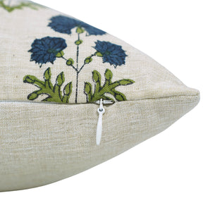 Handcrafted Boho Block Printed Linen Blend Pillow Cover for Farmhouse - Rishi