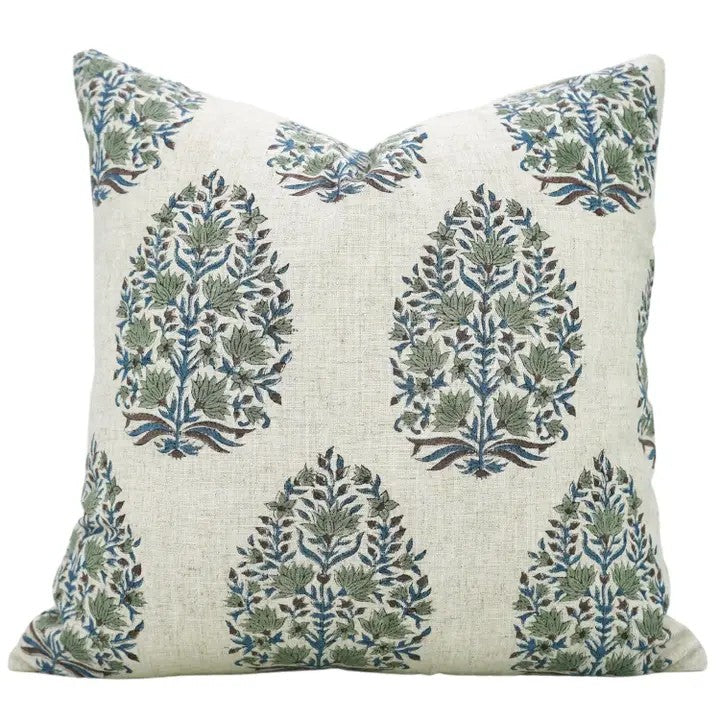 Unique Hand Made Block Printed Viscose Linen Pillow Cover- Kumud