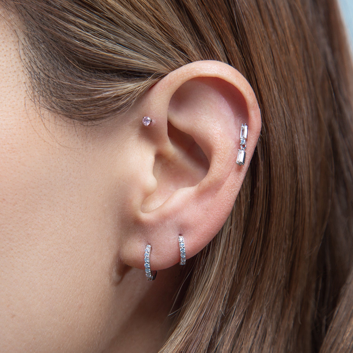 Silver Seven Mm Huggie Hoop Earring