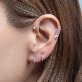 Silver Seven Mm Huggie Hoop Earring