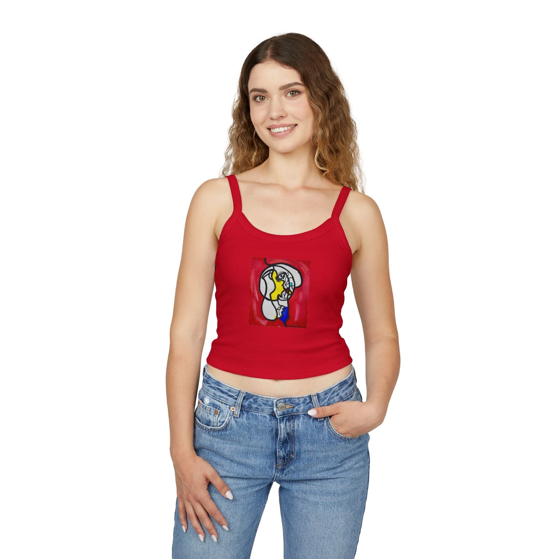 Colorful Art-Inspired Women's Spaghetti Strap Tank Top, Summer Fashion, Festival Wear, Perfect for Casual Outings, Gift for Art [...]