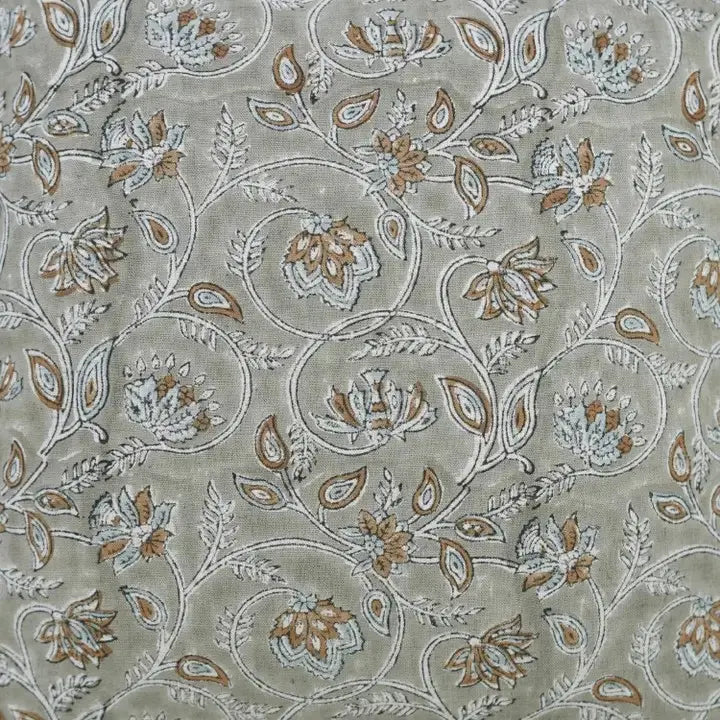 Indian Hand Block Printed Viscose Linen Pillow Cover- Saraswati
