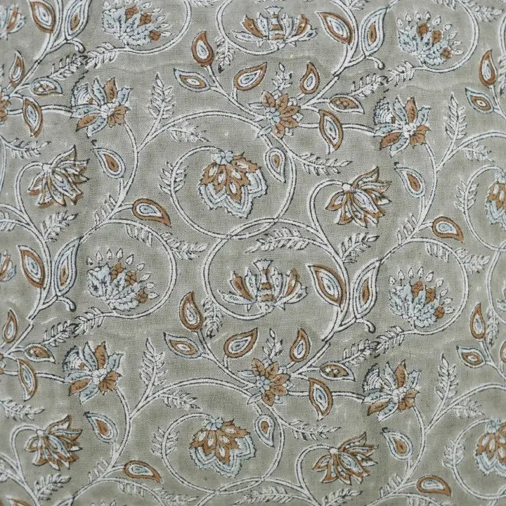 Indian Hand Block Printed Viscose Linen Pillow Cover- Saraswati