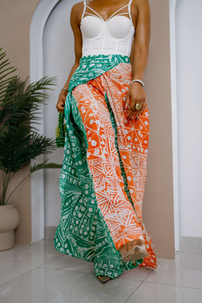 Apuruka Hand-Dyed Adire Cotton Patchwork Pant Skirt – African-Inspired Fashion