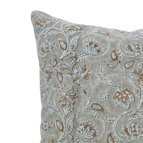 Indian Hand Block Printed Viscose Linen Pillow Cover- Saraswati