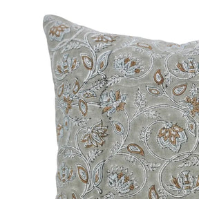 Indian Hand Block Printed Viscose Linen Pillow Cover- Saraswati