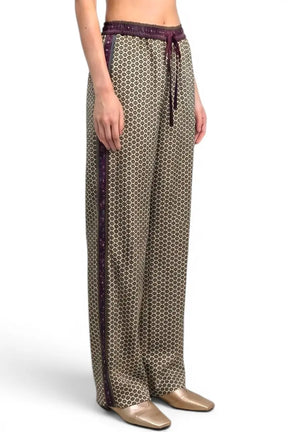 Embossed Botanical Crepe Pant