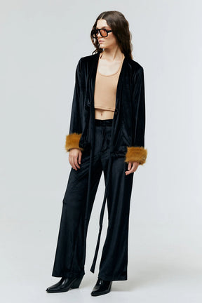 AURIELLE VELVET FUR CUFF TOP
