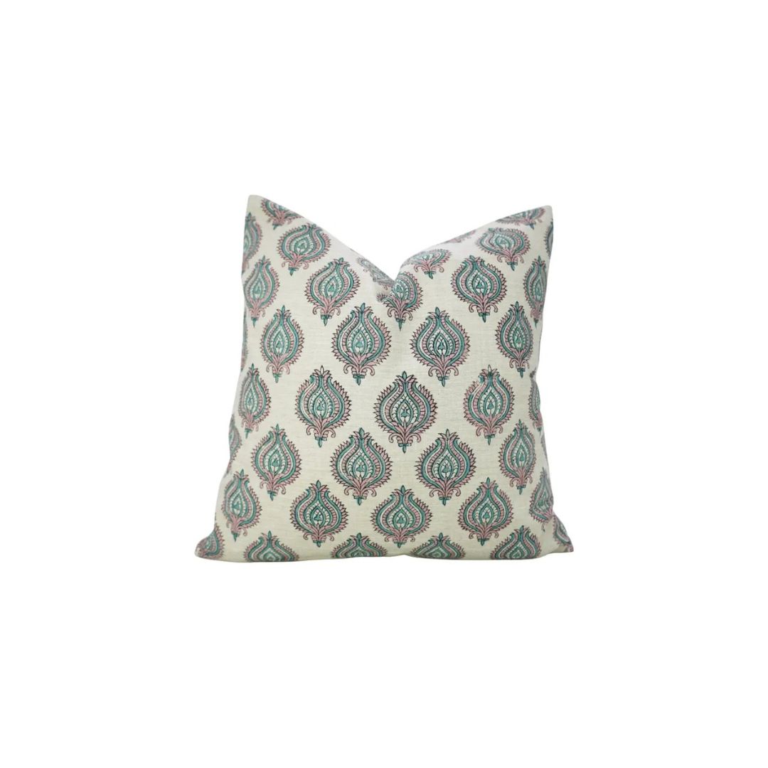 Bold Style Block Print Linen Blend Pillow Cover - Uday
