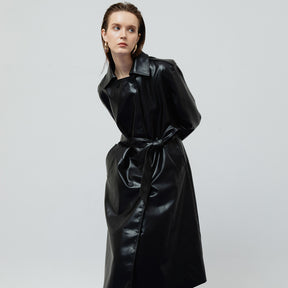 RAVEN LEATHER TRENCH COAT