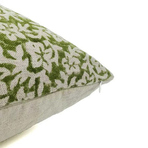 Floral Block Print Thick Linen Room Pillow Cover -Nidhivan