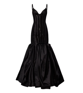 Blessing Silk & Velvet Black Corset Gown