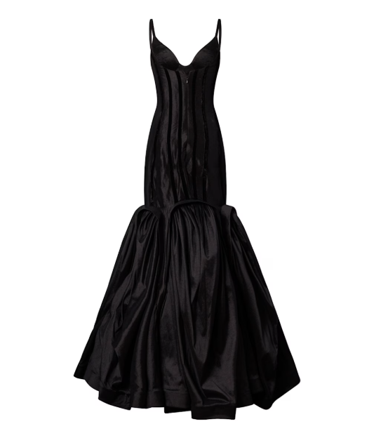 Blessing Silk & Velvet Black Corset Gown