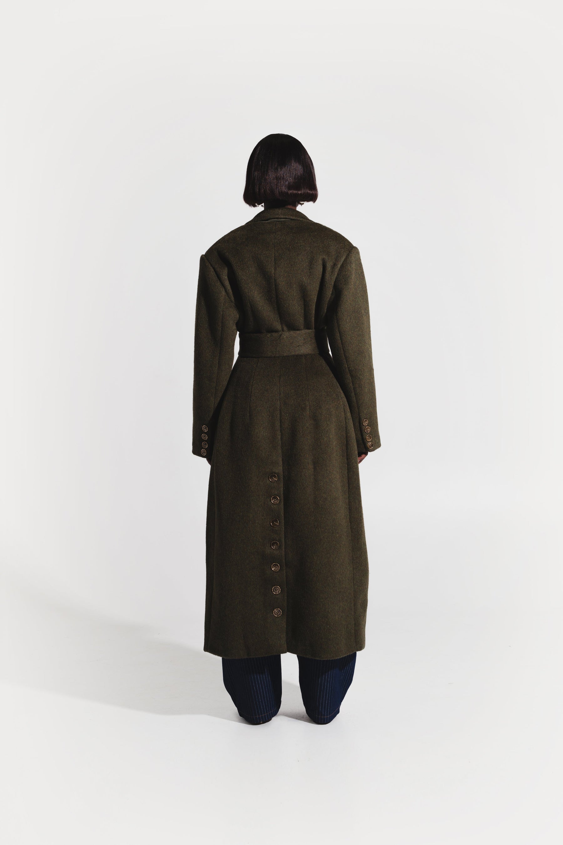 IMAN Wool Long jacket in OLIVE