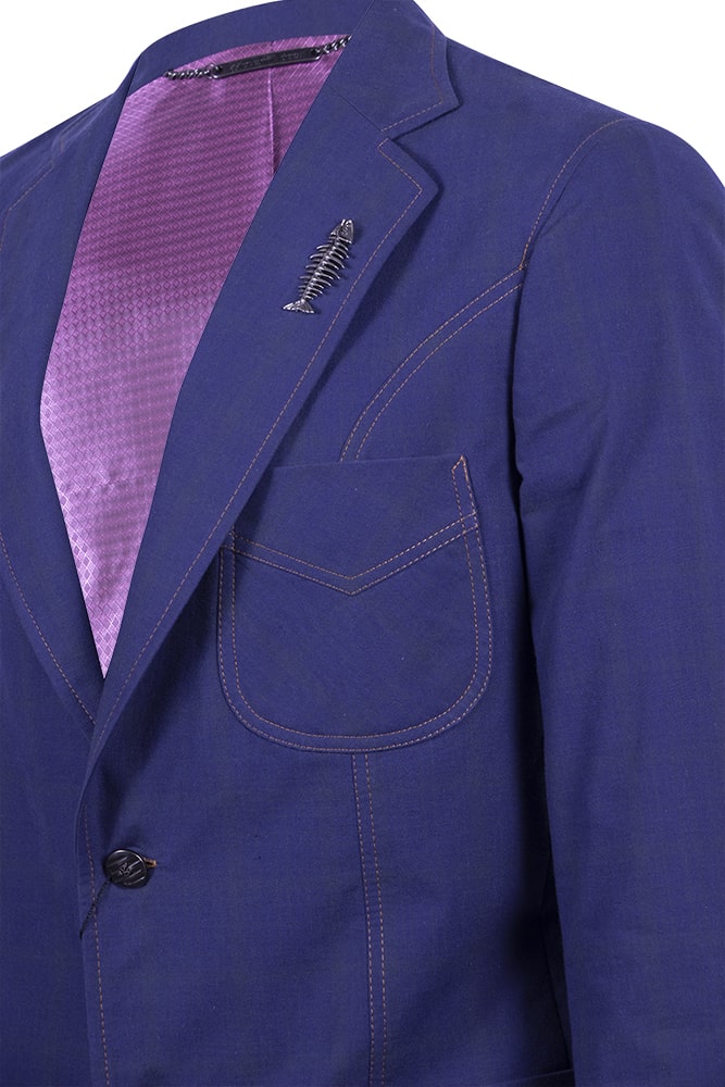 Blue blazer with jean-style stitching