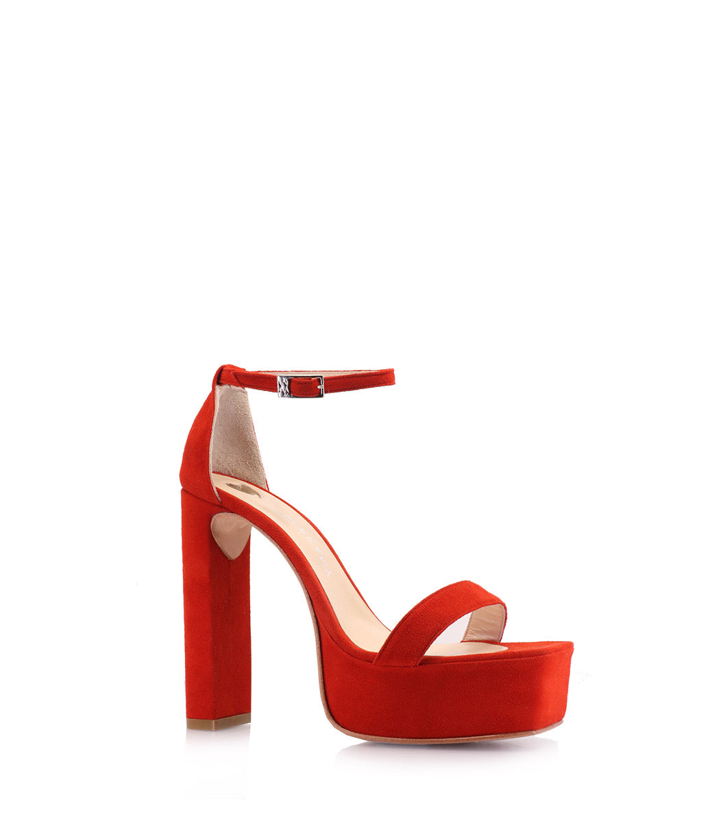 Cande Luxe Red Suede Platforms