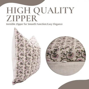 Decorative Hand-Carved Hand Block Printed Design Pure Linen Pillow Cover- Gul Naaz