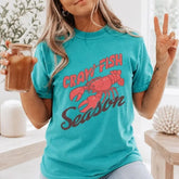 Crawfish Season Retro Lobster Graphic T-Shirt | Bright Teal Turquoise Cotton Tee