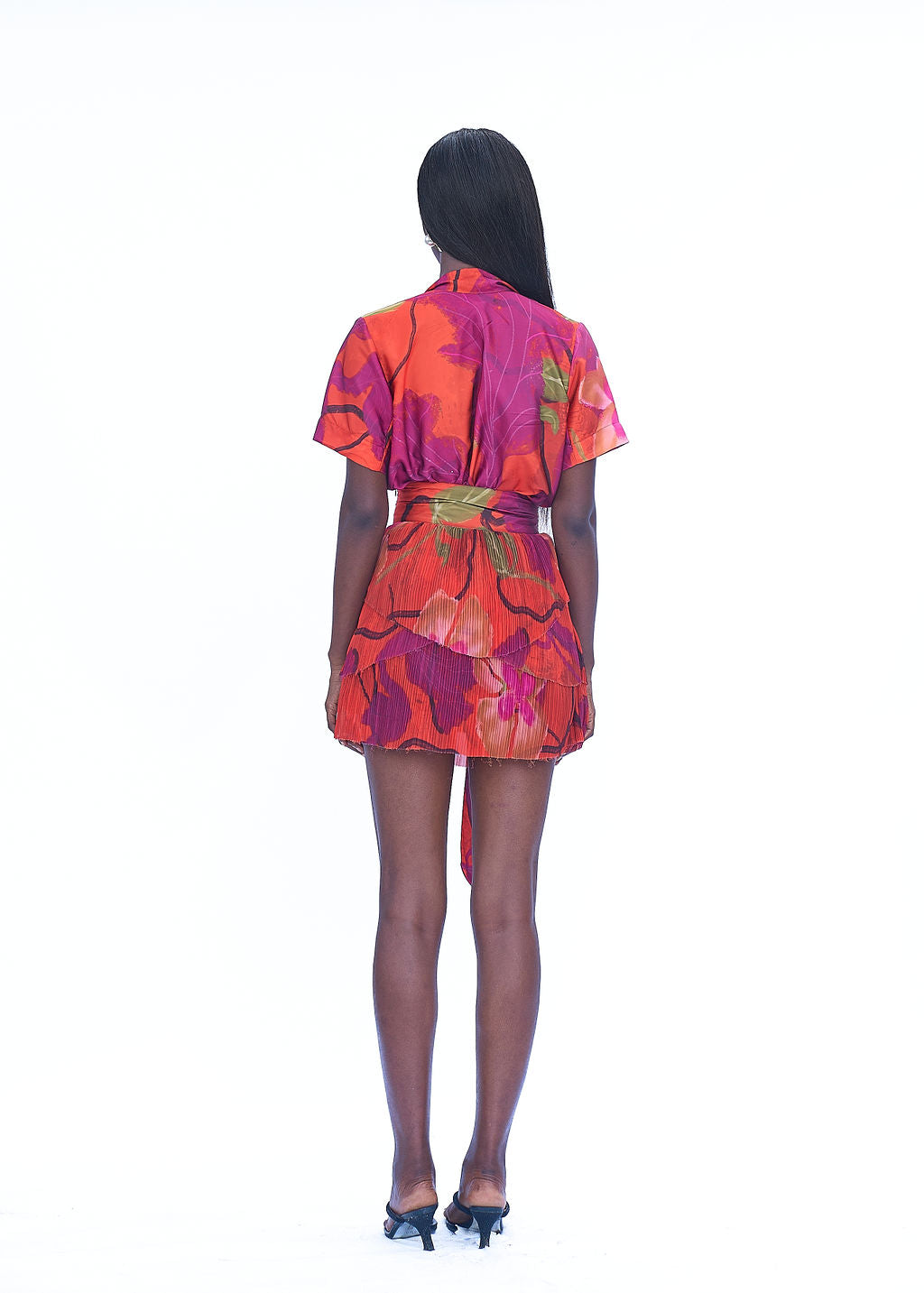 DONNA PLEATED SKIRT - ORANGE CALA