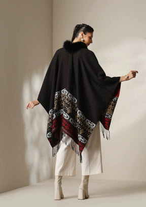 Dusala Crimson Luxe Vegan Fur Cape